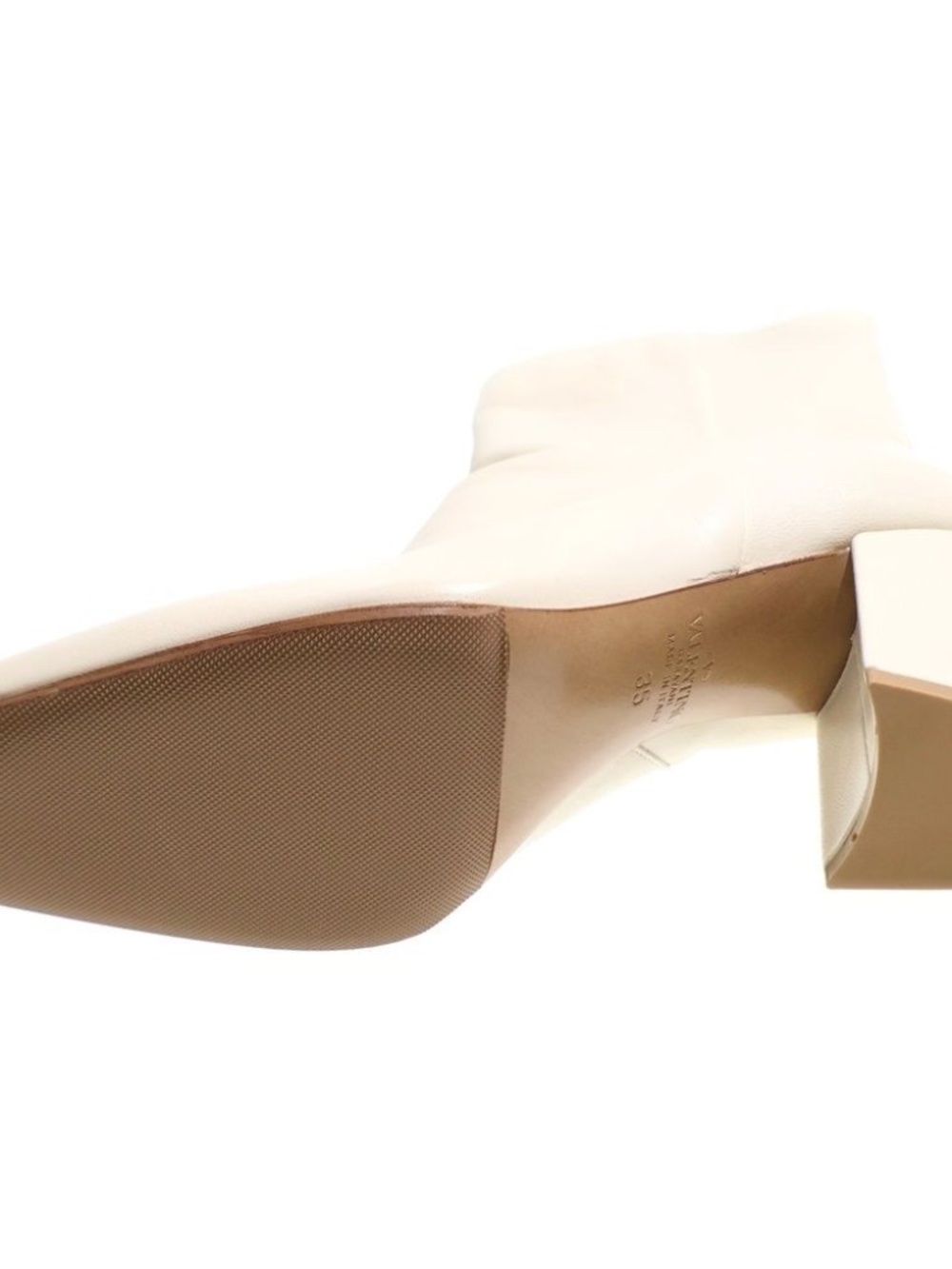 Valentino Garavani Rockstud Nappa Leather 90mm Ankle Boots Ivory EU 35 - Picture 5 of 6